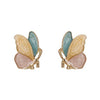 Green Pink Yellow Butterfly Invisible Clip On Earrings