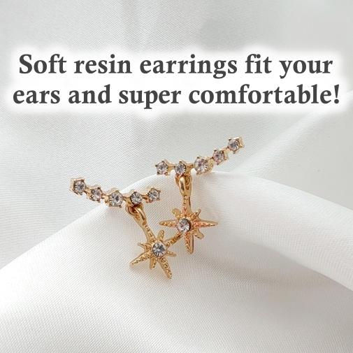 Dangle Shooting Star Crystal Rhinestone Invisible Clip On Earrings