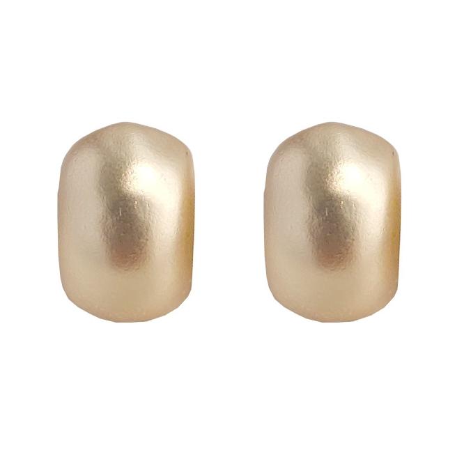 Matt Gold Round Invisible Clip On Earrings