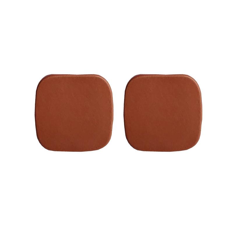 Minimal Square Dark Red Invisible Clip On Earrings
