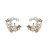 Moon Space Crystal Rhinestone White Pearl Invisible Clip On Earrings