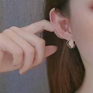 Organic Shaped White Enamel Crystal Invisible Clip On Earrings