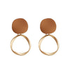 Organic Shape Orange Brown Round Hoop Invisible Clip On Earrings