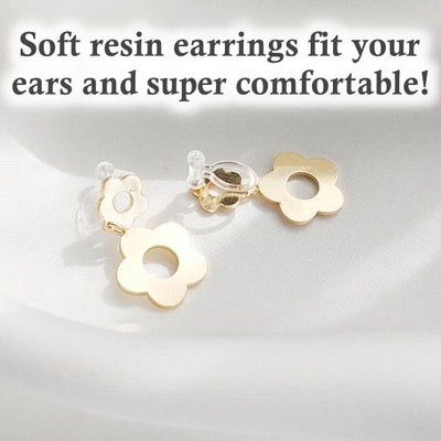 Dangle Pretty Flower Invisible Clip On Earrings