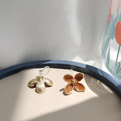 Pretty Pink Flower Invisible Clip On Earrings