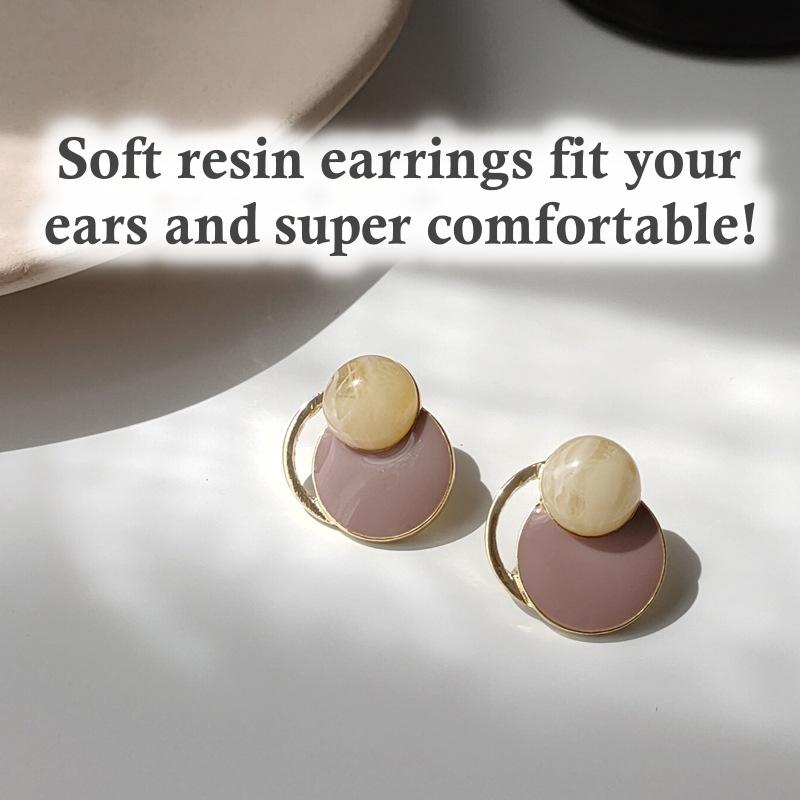 Round Beige Pink Invisible Clip On Earrings