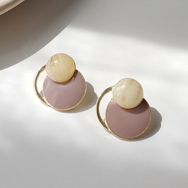 Round Beige Pink Invisible Clip On Earrings