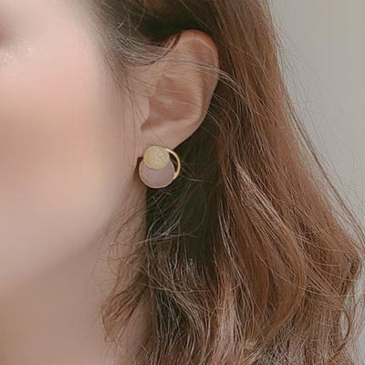 Round Beige Pink Invisible Clip On Earrings