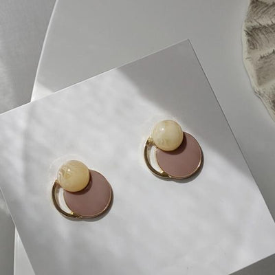 Round Beige Pink Invisible Clip On Earrings