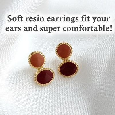 Round Brown Invisible Clip On Earrings