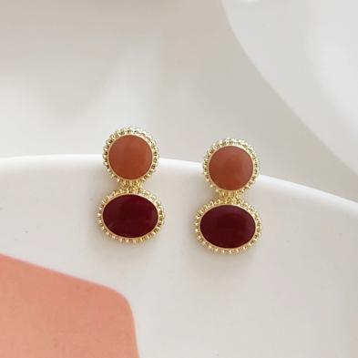 Round Brown Invisible Clip On Earrings
