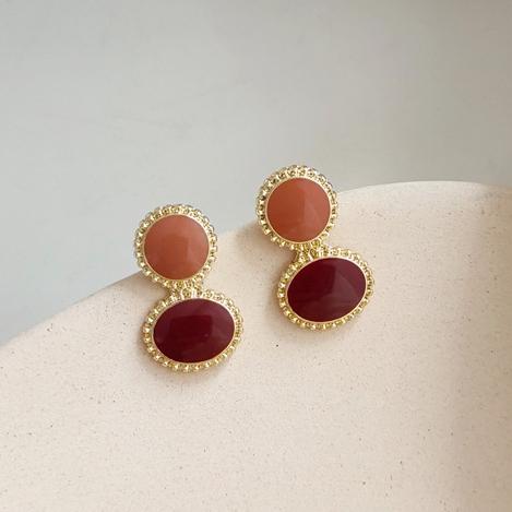 Round Brown Invisible Clip On Earrings