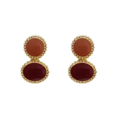 Round Brown Invisible Clip On Earrings