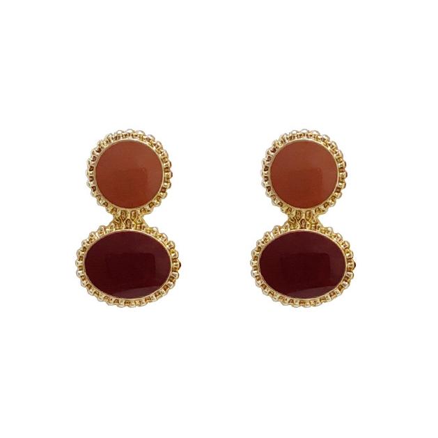 Round Brown Invisible Clip On Earrings