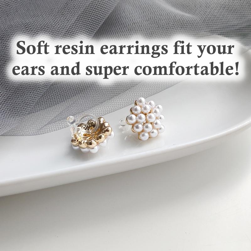 Round White Pearl Invisible Clip On Earrings