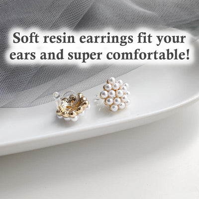 Round White Pearl Invisible Clip On Earrings