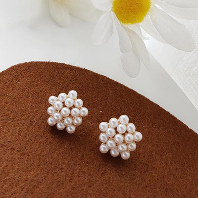 Round White Pearl Invisible Clip On Earrings