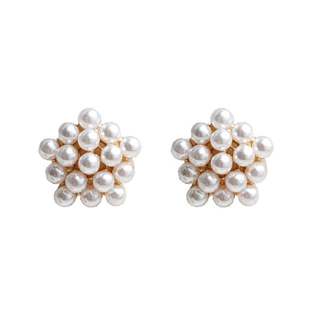 Round White Pearl Invisible Clip On Earrings