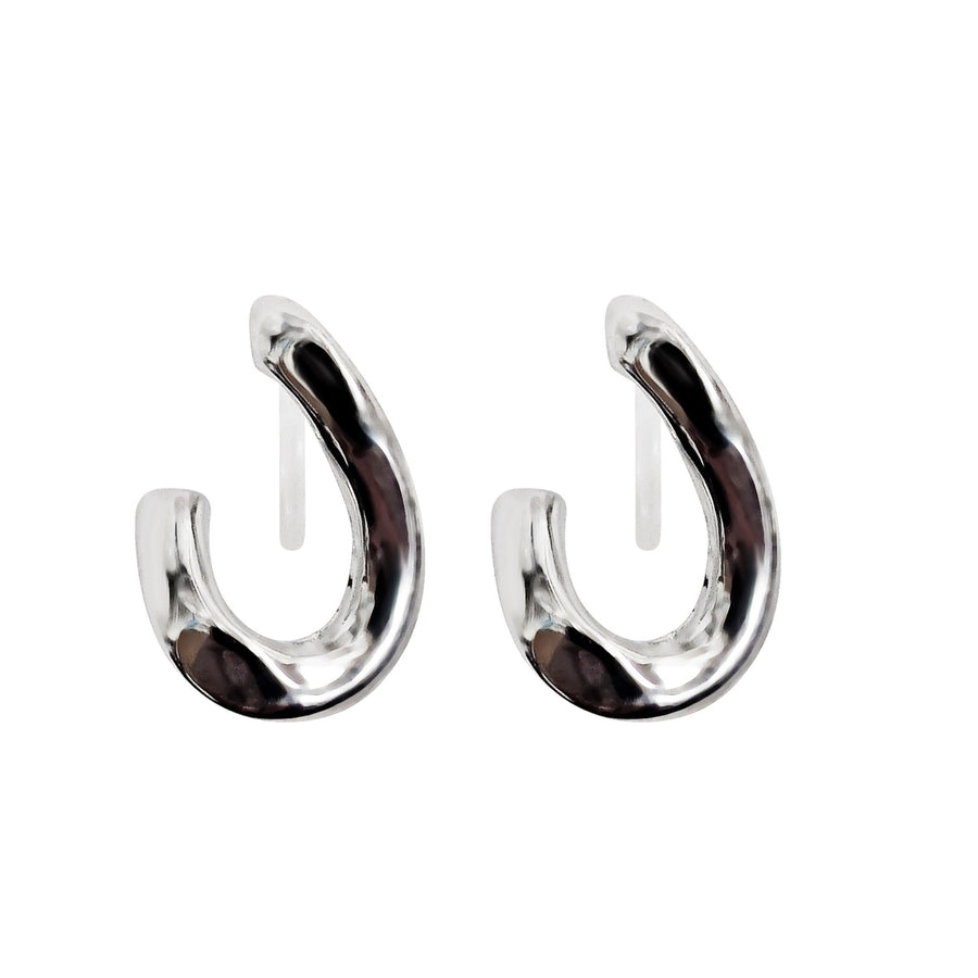 Silver Teardrop Minimal Invisible Clip On Earrings