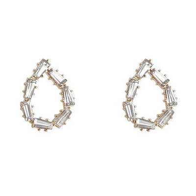 Terdrop Small Crystal Rhinestone Invisible Clip On Earrings