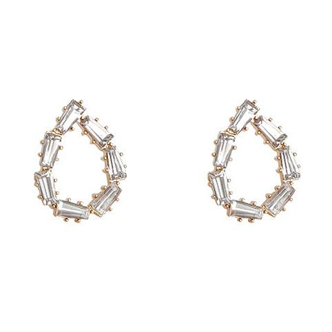 Terdrop Small Crystal Rhinestone Invisible Clip On Earrings