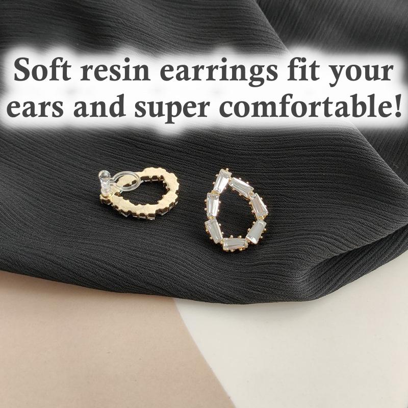 Terdrop Small Crystal Rhinestone Invisible Clip On Earrings