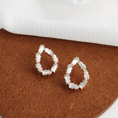 Terdrop Small Crystal Rhinestone Invisible Clip On Earrings