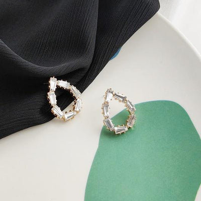 Terdrop Small Crystal Rhinestone Invisible Clip On Earrings