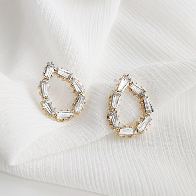 Terdrop Small Crystal Rhinestone Invisible Clip On Earrings