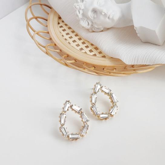 Terdrop Small Crystal Rhinestone Invisible Clip On Earrings