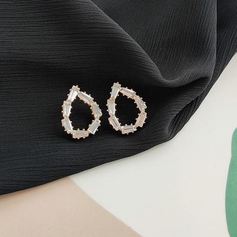 Terdrop Small Crystal Rhinestone Invisible Clip On Earrings