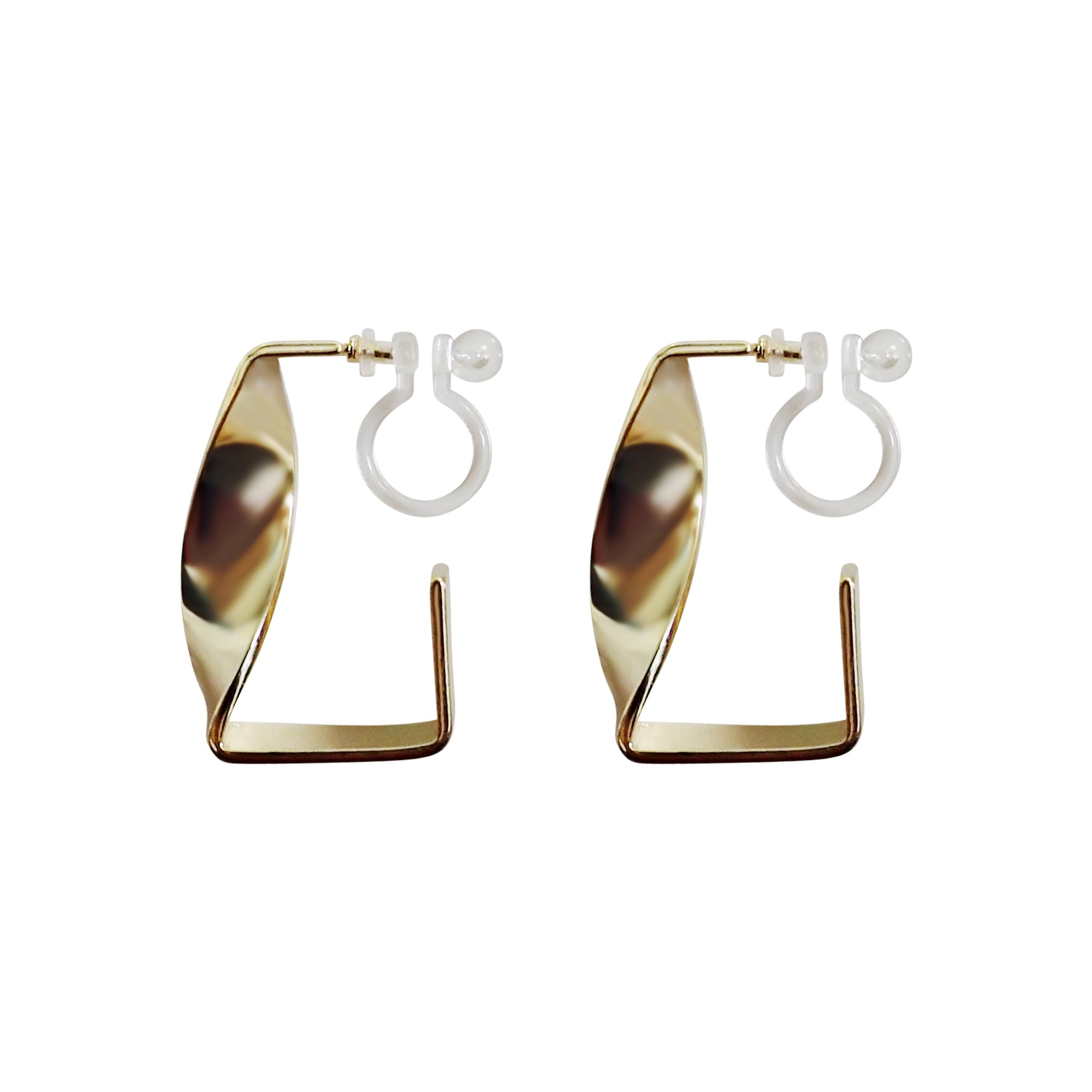 Twisted Gold Hoop Invisible Clip On Earrings