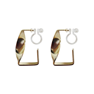 Twisted Gold Hoop Invisible Clip On Earrings