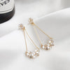 Dangle White Flower Invisible Clip On Earrings