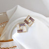 White Light Brown Crystal Mosaic Square Invisible Clip On Earrings