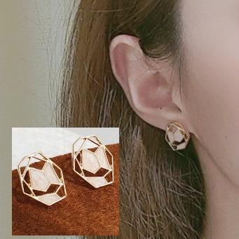 Organic Shaped White Mosaic Crystal Invisible Clip On Earrings