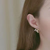 White Pearl Leaf Invisible Clip On Earrings