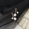 White Pearls Cherry Bar Invisible Clip On Earrings