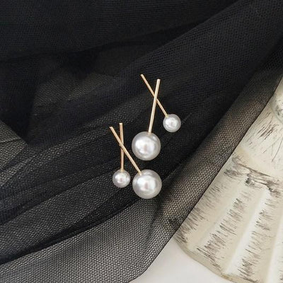 White Pearls Cherry Bar Invisible Clip On Earrings