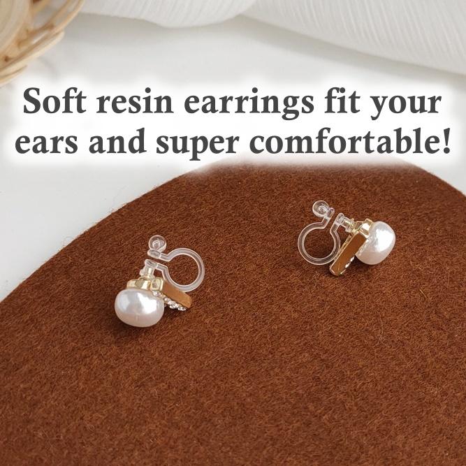 White Pearl Small Chic Triangle Invisible Clip On Earrings