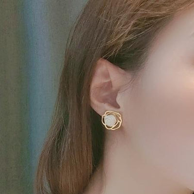 White Rose Invisible Clip On Earrings