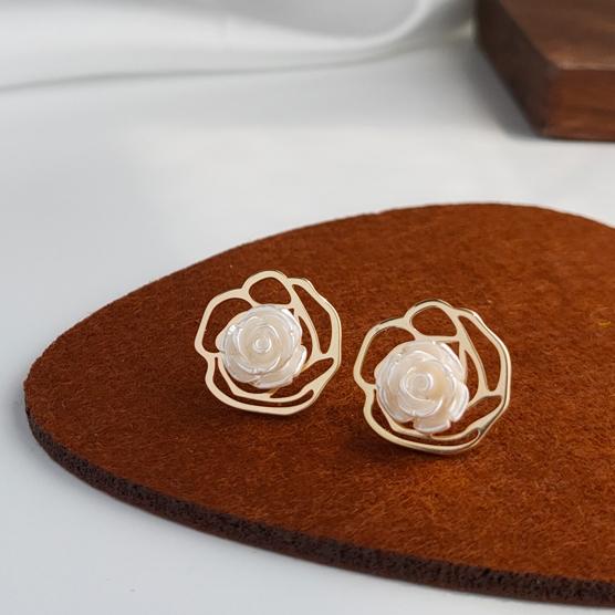 White Rose Invisible Clip On Earrings