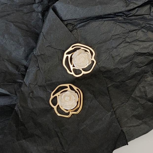 White Rose Invisible Clip On Earrings