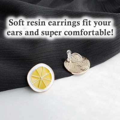 Yellow Lemon Sliced Fruits Invisible Clip On Earrings
