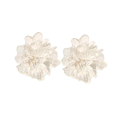 Clear Large Flower Invisible Clip On Earrings