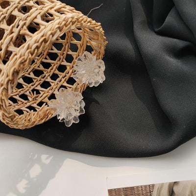 Clear Large Flower Invisible Clip On Earrings