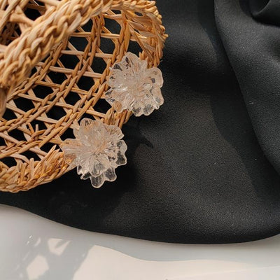 Clear Large Flower Invisible Clip On Earrings