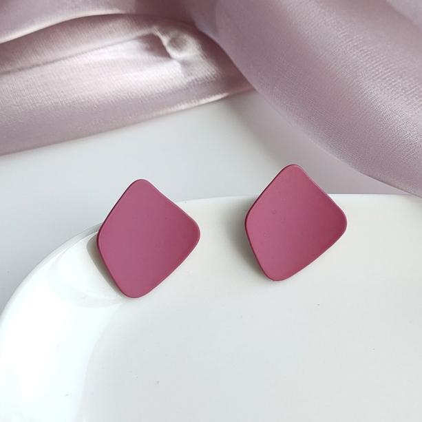 Square Matte Purple Invisible Clip On Earrings