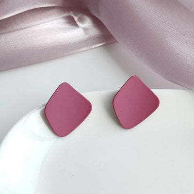 Square Matte Purple Invisible Clip On Earrings