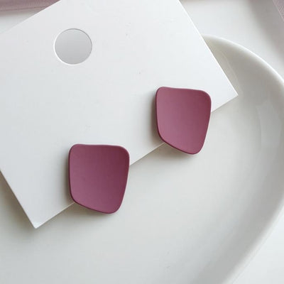 Square Matte Purple Invisible Clip On Earrings